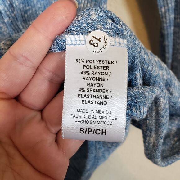 Bobeau Blue Faux Wrap V-Neck Long Sleeve Knit Top Women's Small Fall Casual - Picture 7 of 8